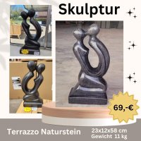 Terrazzo Skulptur Abstrakt Loving, Naturstein, 58 cm hoch, 11 kg